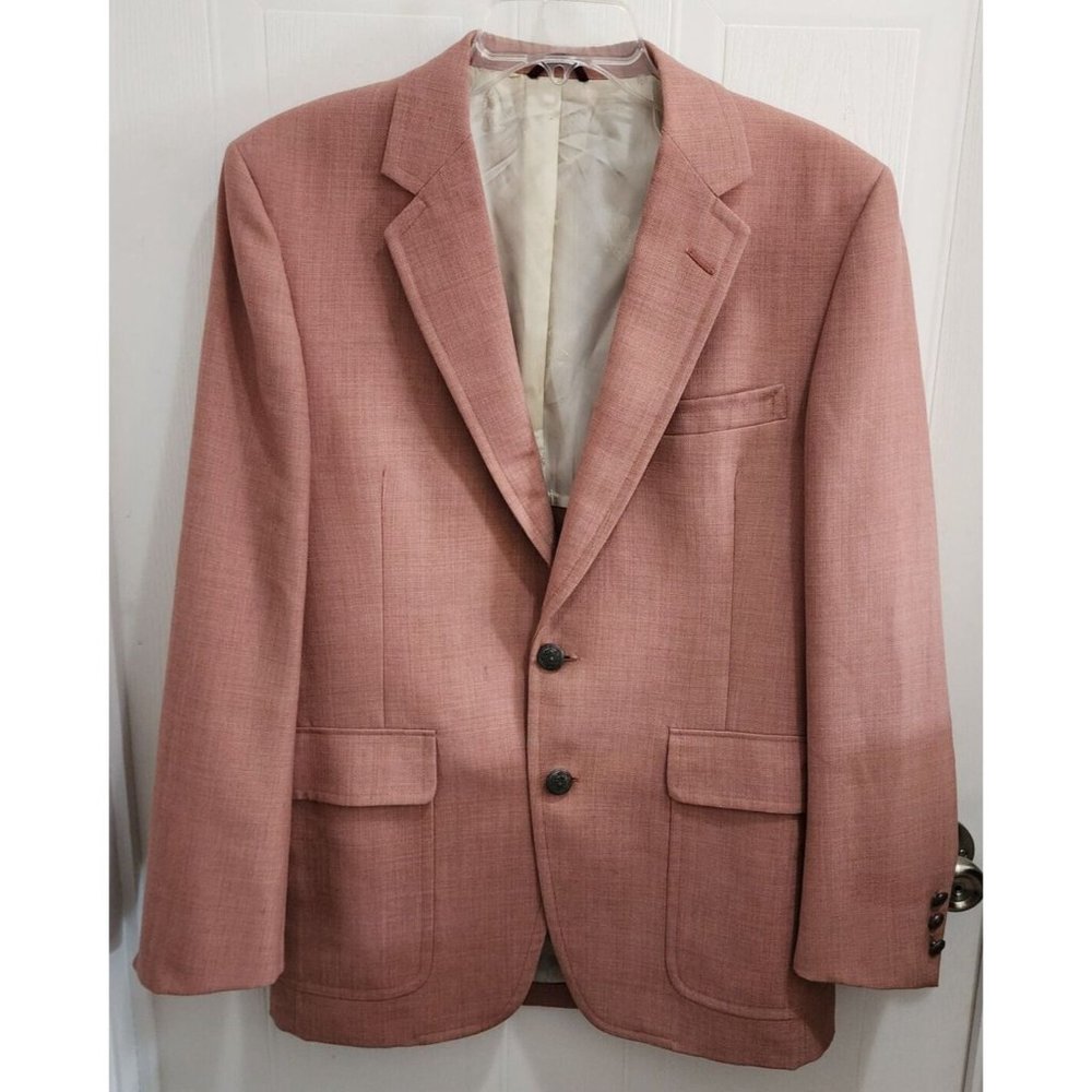 Vtg‎ Pink JACK NICKLAUS Pewter Golf 2 Button Suit Blazer Sport Jacket Size 42
